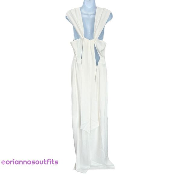 Whistles Women’s Tie Back High Neck Maxi Dress White Size 8 NWT